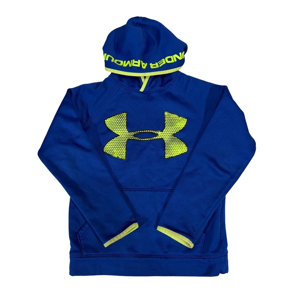 Under Armour‎ Youth Hoodie Blue Neon Logo Size Medium
